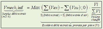 calcul debit air extrait excedentaire deperdition chauffage